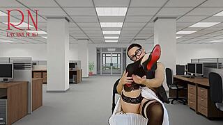 Naked Secretary Seduces Boss with Pussy and Tits Display