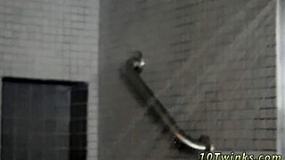 gay boyfriends have their first bareback sex in the bathroom