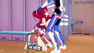 Wow, Ange and Hilda in wild lesbian play with futanari sex!