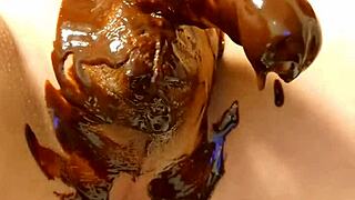 Japanese gay guys cooking chocolate banana in a fun way