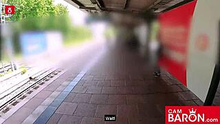 Shy goth teen Doreen deepthroats cock outdoors