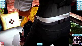 hentai blonde gets bent over in doggystyle and missionary sex