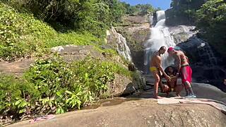 Me and my friend took the hot black girl to the waterfall for some fun