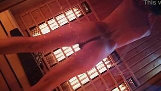risky flashing and masturbating in public spa center 😏