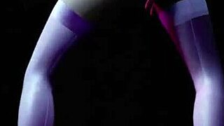 Hot blonde in 3D hentai teases with a seductive striptease, dancing to music with big tits.