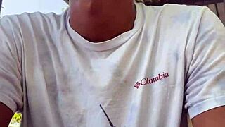 College guy jerks off on campus in daring public display. Everyone could see him!