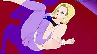 Teen android 18 casually rides videl in hentai