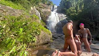 Me and my friend took the hot black girl to the waterfall for some fun