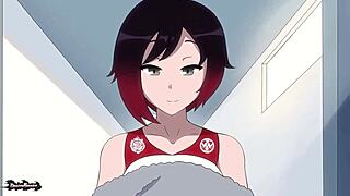 Ruby's steamy workout in the showers leads to a creampie in full hentai animation.