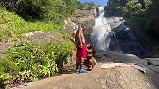 Me and my friend took the hot black girl to the waterfall for some fun