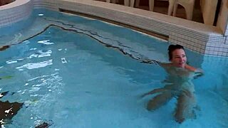 risky flashing and masturbating in public spa center 😏