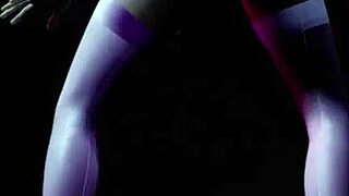 Hot blonde in 3D hentai teases with a seductive striptease, dancing to music with big tits.