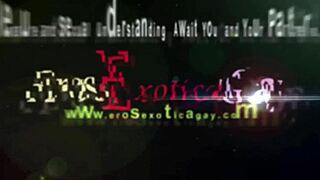 Careful massage of the genital area in gay session