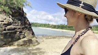 sfw cleaning natural beach at pacific ocean solo