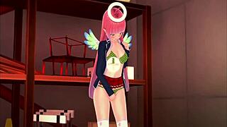 pink hair girl has first time adventure in 3d anime?