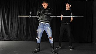 Man, this straight muscle stud gets totally dominated in gay bondage!
