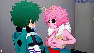 Mina Ashido and Momo Yaoyorozu, are you ready for Izuku Midoriya's intense creampie?