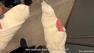 uhh, my hot stepmother helped me cum with broken arms... soo weird!