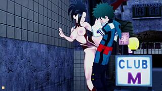 Mina Ashido and Momo Yaoyorozu, are you ready for Izuku Midoriya's intense creampie?