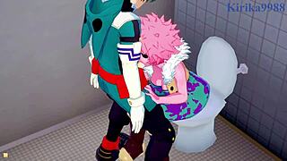 Mina Ashido and Momo Yaoyorozu, are you ready for Izuku Midoriya's intense creampie?