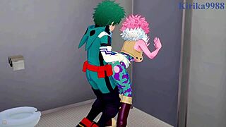 Mina Ashido and Momo Yaoyorozu, are you ready for Izuku Midoriya's intense creampie?