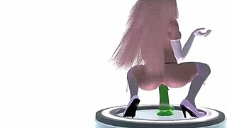 princess peach rides dildo in wild animated dance scene with flair