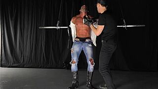 Man, this straight muscle stud gets totally dominated in gay bondage!