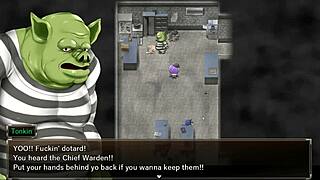 Man, I’m so into Karryns Prison hentai game ep 12, rough threesome with slime monster n thug