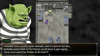 Man, I’m so into Karryns Prison hentai game ep 12, rough threesome with slime monster n thug