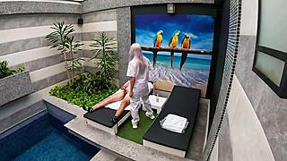 Do you want to see the blonde give blowjob in hotel?