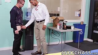 ripped ebony stud bangs boss cock in office 3some