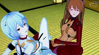 Asuka and Rei synchronize their tight juicy pussies