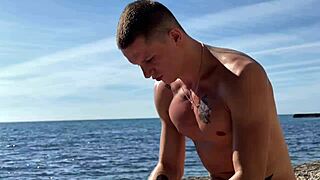 Fucking and finishing in stepsister's mouth after beach massage