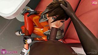 Tracer Gives Intense Blowjob In Overwatch