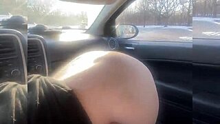 Fat cute girl trained to suck big cock on leash in public, bent over for domination and spitting.