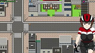 Girl paints body, ink washes off in rain during flashing cycling ride