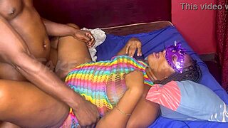 bestie threesome satisfies african sluts with massive cumshot on ass