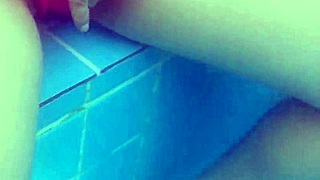 Petite 18+ girl fucks in the pool with tight shaved pussy