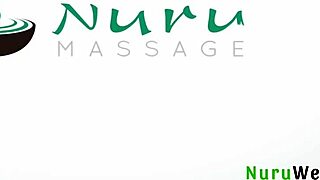 Petite blonde teen prepares client for nuru massage and intense sex with Anna Claire Clouds