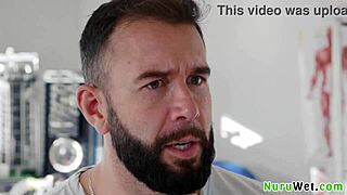 Petite blonde teen prepares client for nuru massage and intense sex with Anna Claire Clouds