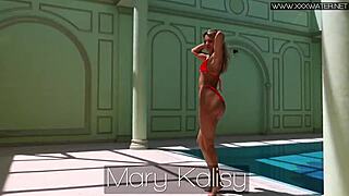 i can't get over how hot mary kalisy looks by the pool in lingerie