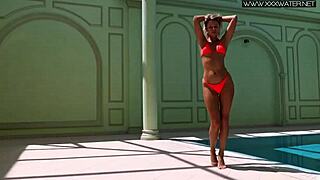 i can't get over how hot mary kalisy looks by the pool in lingerie