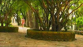 july paiva gets pussy and ass fucked in bamboo forest