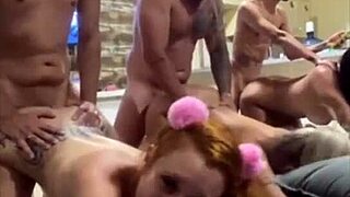 three sluts bent over doggystyle on the couch together