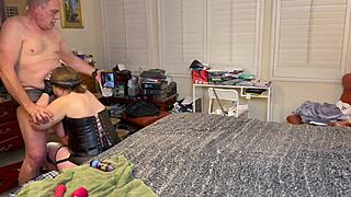 Granny Peggy Sue tries pegging for the first time and gets a mouthful of cum.