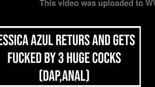 perfect body brazilian jessica azul gets fucked by 3 huge cocks dap balls deep anal.
