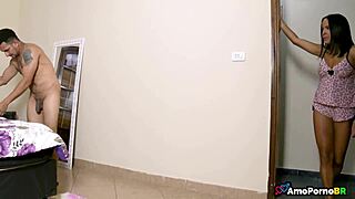 Stepdad Drills Her While I'm Nearby in Room