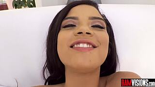 Maya Bijou's shaved pussy gets fingered and fucked in interracial anal sex 😏