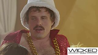 Wicked threesome features busty brunette and juicy blonde banging