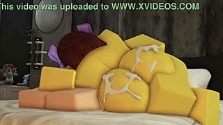 Noob in bikini swimsuit interacts with femboy